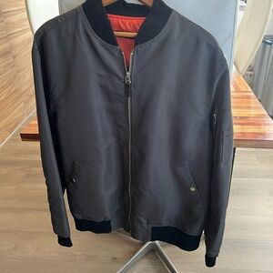 Men’s Regia Slim Fit Bomber Jacket – Black with Orange Lining (Size 105/ LG)